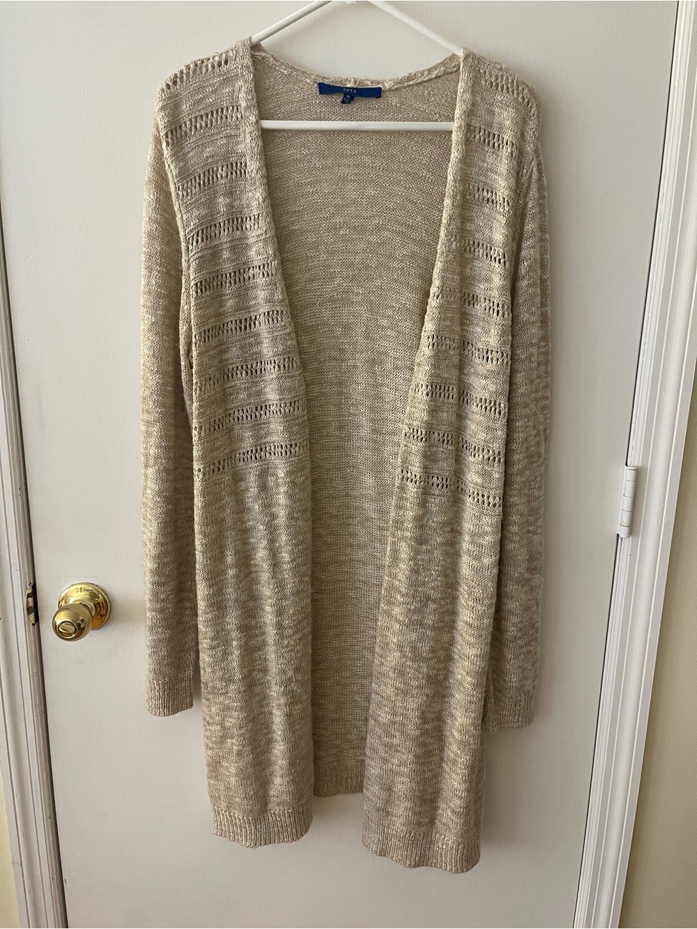 Apt. 9 Beige Open-Front Long Knit Cardigan